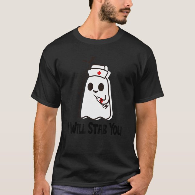 Funny Niedlich Halloween Ghost Nurse Ich werde dic T-Shirt (Vorderseite)