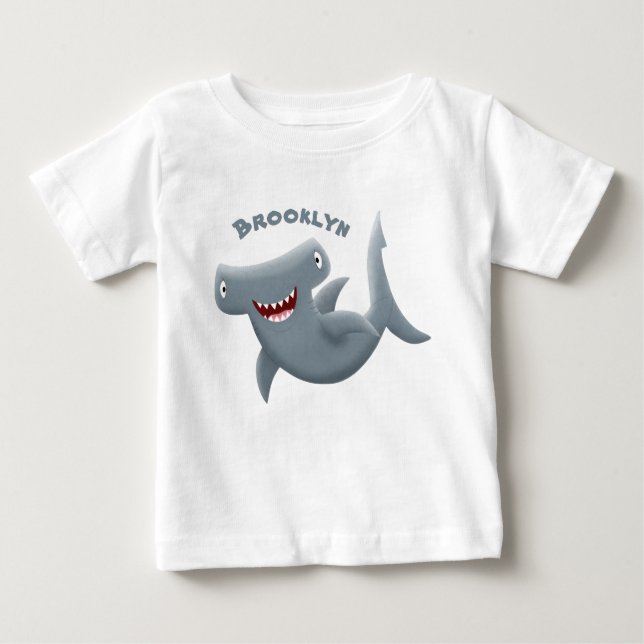 Funny niedlich Hammerhead Hai Cartoon Baby T-shirt (Vorderseite)