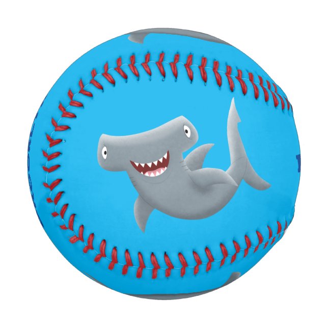 Funny niedlich Hammerhead Hai Cartoon Baseball (Vorderseite Links)