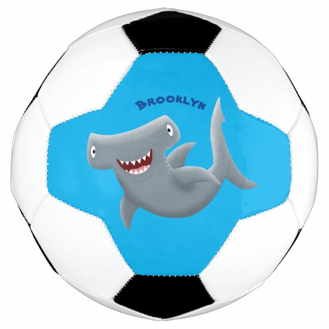 Funny niedlich Hammerhead Hai Cartoon Fußball (Vorderseite)