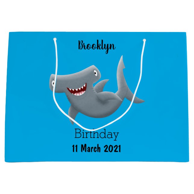 Funny niedlich Hammerhead Hai Cartoon Große Geschenktüte (Vorderseite)