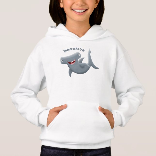 Funny niedlich Hammerhead Hai Cartoon Hoodie (Vorderseite)