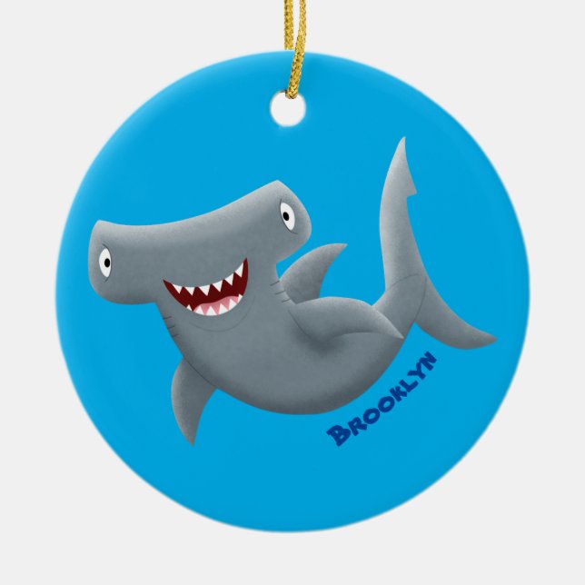 Funny niedlich Hammerhead Hai Cartoon  Keramik Ornament (Vorne)