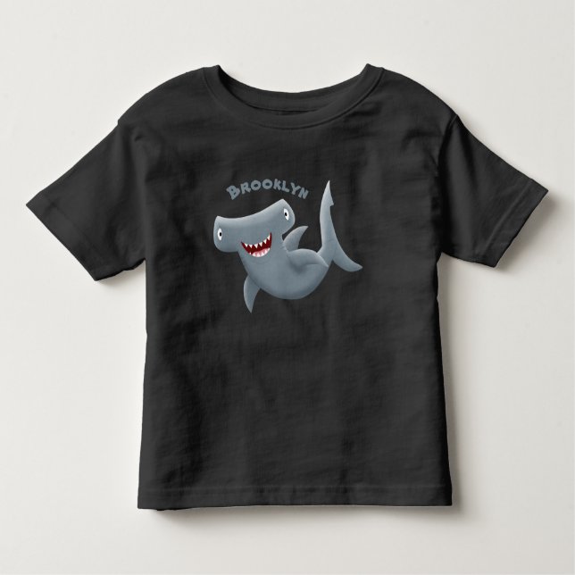Funny niedlich Hammerhead Hai Cartoon Kleinkind T-shirt (Vorderseite)