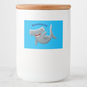 Funny niedlich Hammerhead Hai Cartoon Lebensmitteletikett
