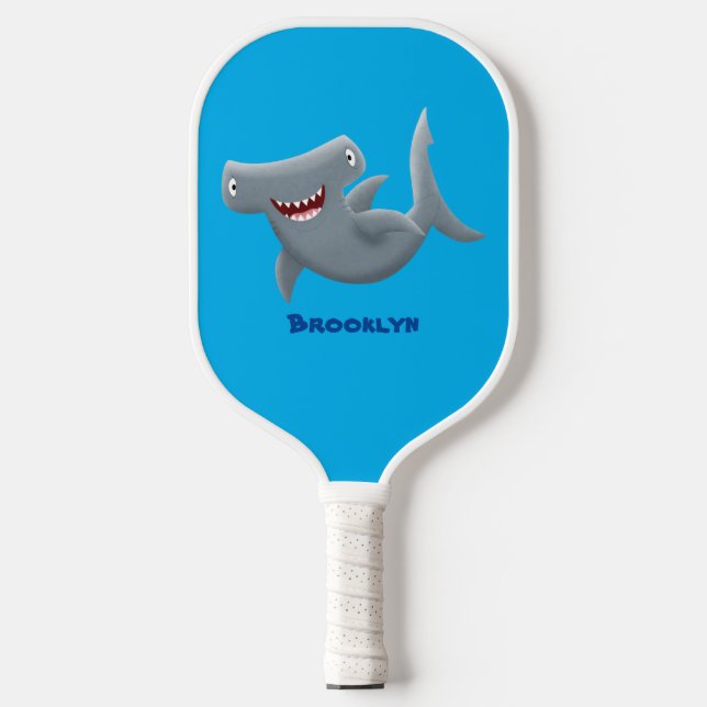 Funny niedlich Hammerhead Hai Cartoon Pickleball Schläger (Vorderseite)