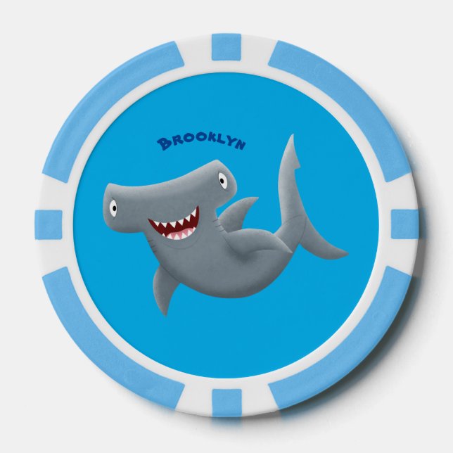 Funny niedlich Hammerhead Hai Cartoon Pokerchips (Vorderseite)