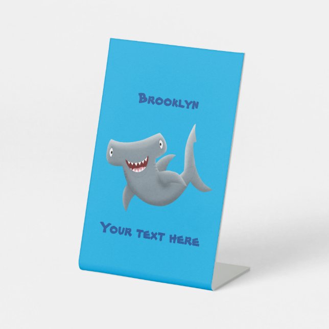 Funny niedlich Hammerhead Hai Cartoon Sockelschild (Vorderseite)