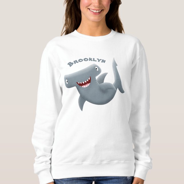 Funny niedlich Hammerhead Hai Cartoon Sweatshirt (Vorderseite)