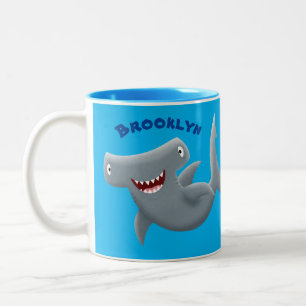 Funny niedlich Hammerhead Hai Cartoon Zweifarbige Tasse