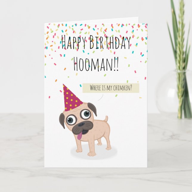 Funny niedlich Happy Birthday Haustier Hund Fawn M Karte (Vorderseite)