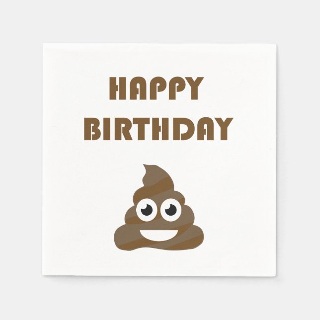 Funny Niedlich Happy Birthday Party Kack Emoji Serviette (Vorderseite)