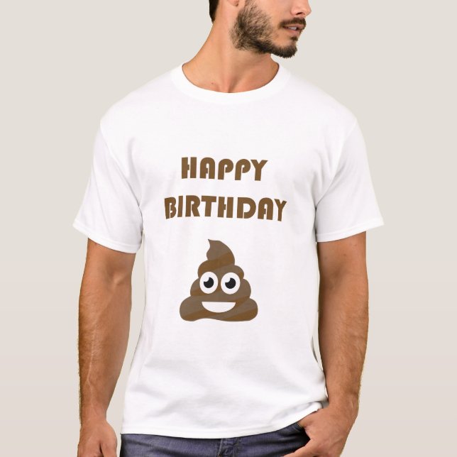 Funny Niedlich Happy Birthday Party Kack Emoji T-Shirt (Vorderseite)
