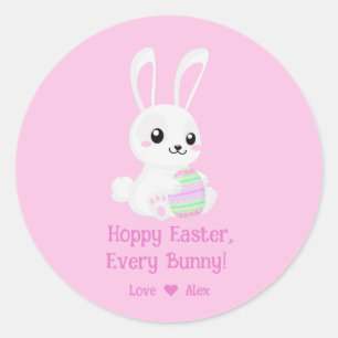 Funny Niedlich Hoppy Oster Jedes sonnige Pink Clas Runder Aufkleber