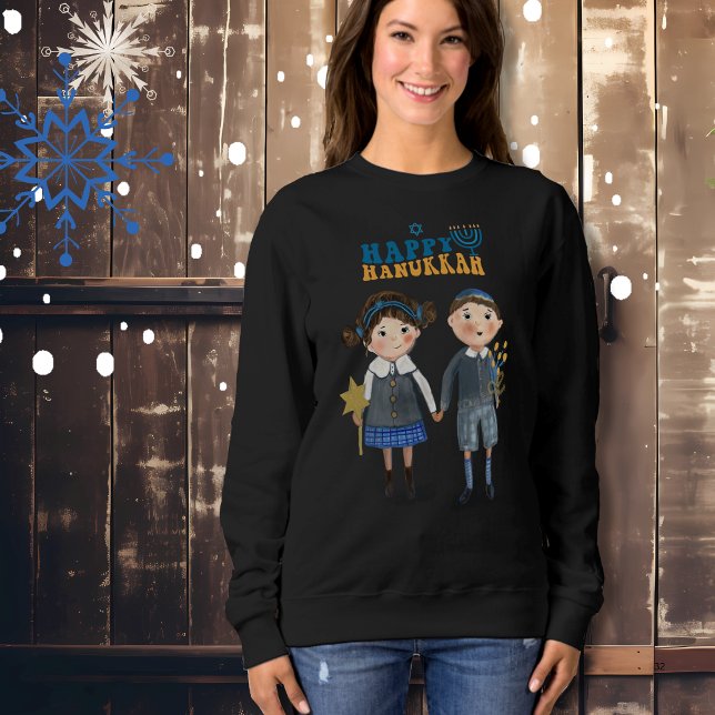 Funny Niedlich Jewish Couple Happy Hanukkah Sweatshirt (Funny Cute Jewish Couple Happy Hanukkah Sweatshirt)