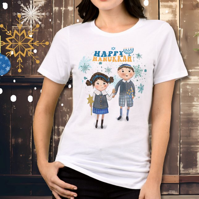 Funny Niedlich Jewish Couple Happy Hanukkah Tri-Blend Shirt (Funny Cute Jewish Couple Happy Hanukkah Tri-Blend Shirt)