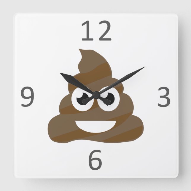 Funny Niedlich Kack Emoji Quadratische Wanduhr (Vorderseite)