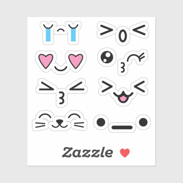 Funny Niedlich Kawaii Anime Faces Stickers Aufkleber (Blatt)