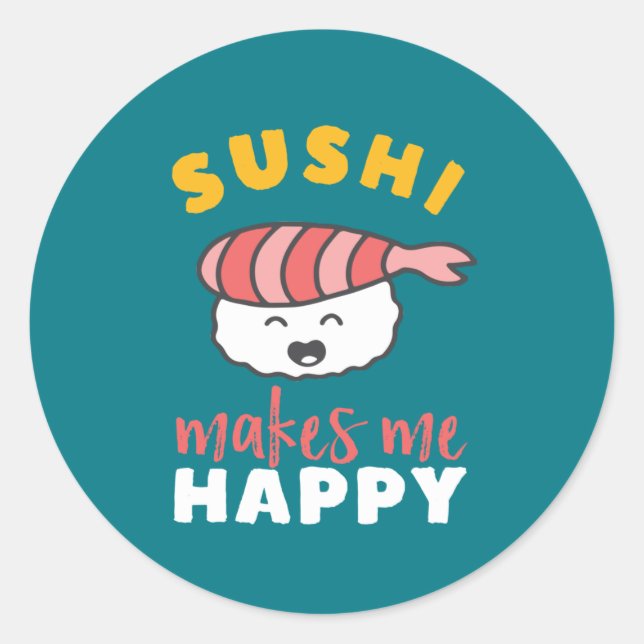 Funny Niedlich Kawaii Sushi Japi Food Lover Runder Aufkleber (Vorderseite)