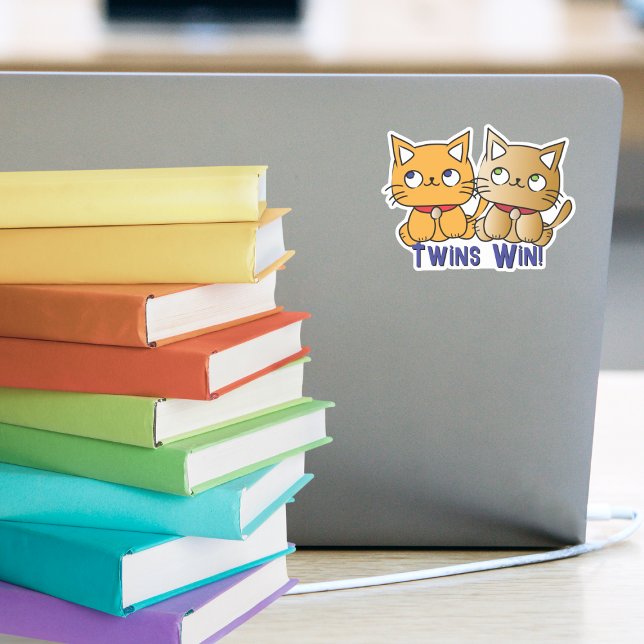 Funny Niedlich Kawaii Twin Cats Cartoon Custom Spr Aufkleber (Von Creator hochgeladen)