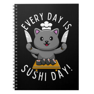 Funny Niedlich Koch Cat Jeden Tag ist Sushi Day Notizblock