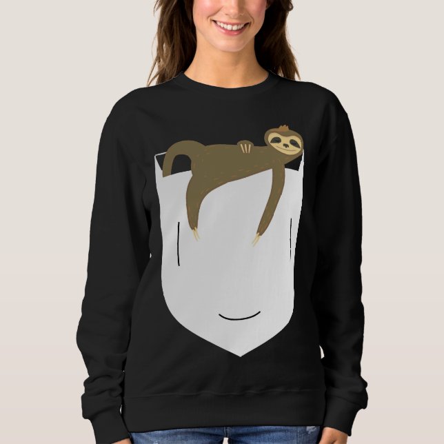 Funny Niedlich Lazy Sloth Pocket Sweatshirt (Vorderseite)