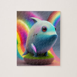 Funny Niedlich Little Baby Shark Wtith Rainbow Puzzle
