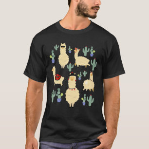 Funny Niedlich Llama Squad Pose Picture T-Shirt