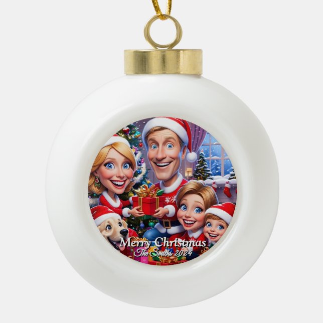 Funny, Niedlich, Modernes Foto Weihnachten Keramik Kugel-Ornament (Vorderseite)