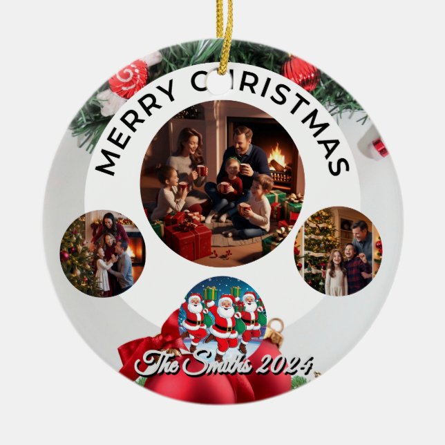 Funny, Niedlich, Modernes Foto Weihnachten Keramik Ornament (Vorne)