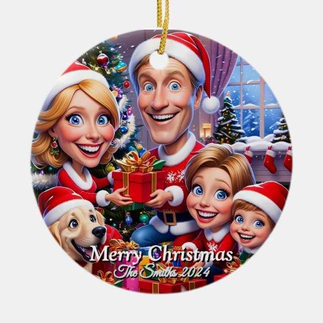 Funny, Niedlich, Modernes Foto Weihnachten Keramik Ornament (Vorne)