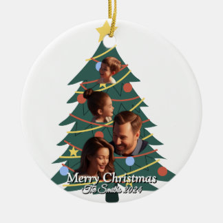 Funny, Niedlich, Modernes Foto Weihnachten Keramik Ornament