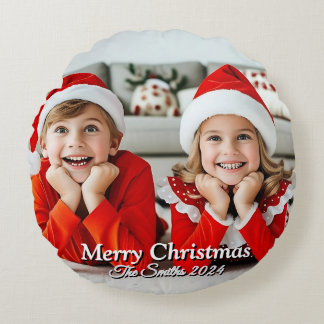 Funny, Niedlich, Modernes Foto Weihnachten Rundes Kissen