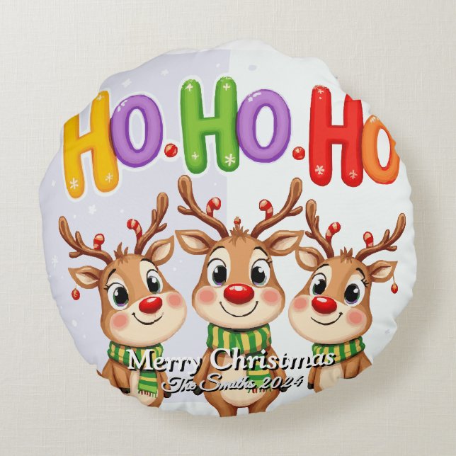 Funny, Niedlich, Modernes Foto Weihnachten Rundes Kissen (Rückseite)