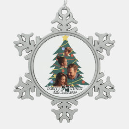 Funny, Niedlich, Modernes Foto Weihnachten Schneeflocken Zinn-Ornament