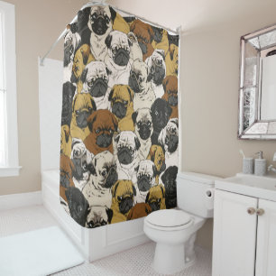 Funny Niedlich Mops Bulldog Pattern Duschvorhang
