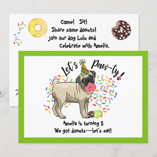 Funny Niedlich Mops Haustier Dog Donuts Geburtstag Einladung