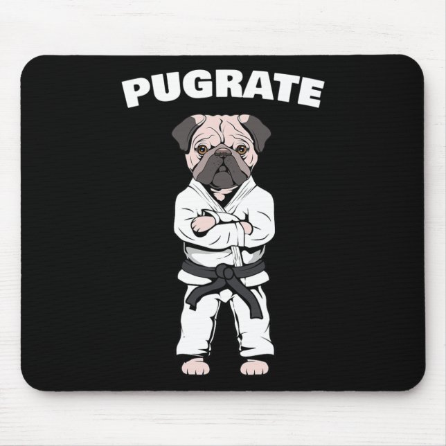 Funny Niedlich Mops Karate Black Belt Martial Art  Mousepad (Vorne)