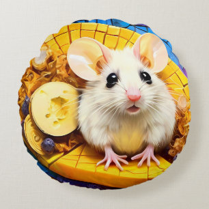Funny Niedlich Mosaic Mice Rundes Kissen