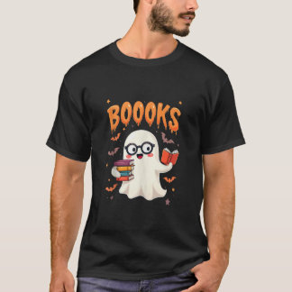 Funny Niedlich Nerd Ghost Book Lover Halloween-Par T-Shirt