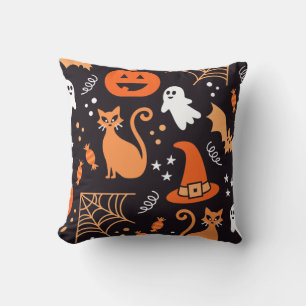Funny Niedlich Orange Black Halloween Symbols Must Kissen