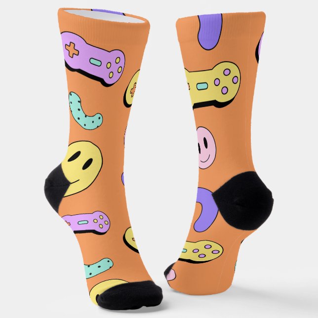 Funny niedlich orange pattern Gaming Socken (Gewinkelt)