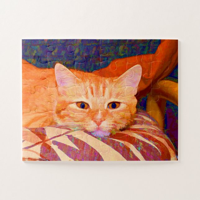 Funny Niedlich Orange Tabby Cat Puzzle (Horizontal)