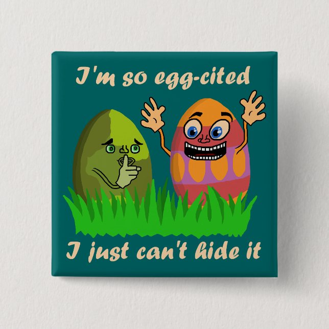 Funny Niedlich Ostereier Cartoon Button (Vorderseite)