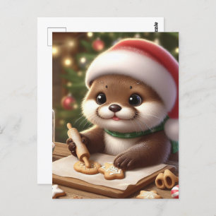 Funny Niedlich Otter Backen Weihnachtskekse Postkarte