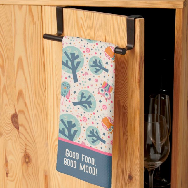 Funny Niedlich Owls Muster Personalisiertes Zitat  Geschirrtuch (Von Creator hochgeladen)