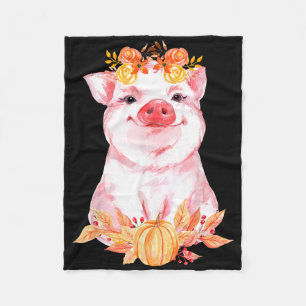 Funny Niedlich Pig Floral Herbst Farm Animal Schwe Fleecedecke