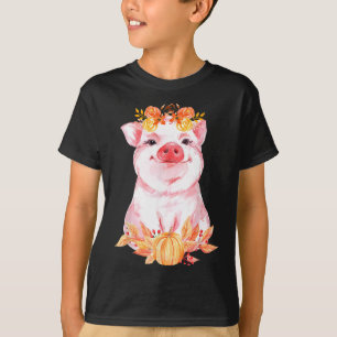 Funny Niedlich Pig Floral Herbst Farm Animal Schwe T-Shirt