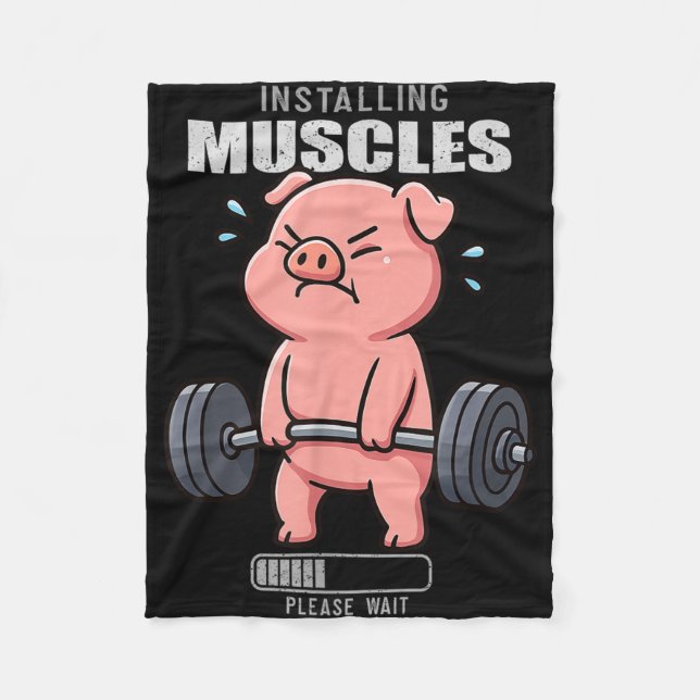 Funny Niedlich Pig Workout Gym Fitness Weightlift  Fleecedecke (Vorderseite)