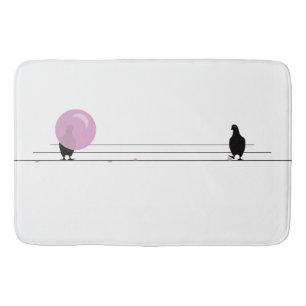Funny Niedlich Pink Bubble Gum Birds on a Wire Whi Badematte